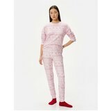Koton Christmas Themed Pajamas Set Long Sleeve Crew Neck Cene