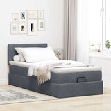 vidaXL Otomanski posteljni okvir z vzmetnico siv 80x200 cm žamet | Shoptok.si