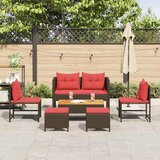  Sjedeća garnitura za vrt 6 kom. Smeđa i crvena poliratan 84 x 45 x 35 cm | Shoptok.si