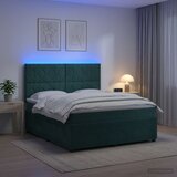  LED okvir za krevet s madracem Tamnozelena 140 x 200 cm Baršun | shoptok.hr