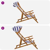  Ležaljka 3 Pozicija Čvrsto drvo eukaliptusa Plava i bijela | shoptok.hr