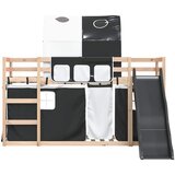  Krevet na kat s toboganom i zavjesama bijelo-crni 90 x 190 cm | shoptok.hr