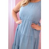 Kesi Włoski Plus Size women's dress made of lyocell, flared with ruffles light denim | Shoptok.si