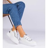 Gemre White women's velcro sneakers with glitter Kasabella | Shoptok.si