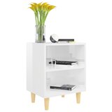  Noćni ormarići s drvenim nogama 2 kom sjajni bijeli 40x30x50 cm | shoptok.hr