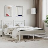vidaXL Kovinski posteljni okvir z vzglavjem bel 183x213 cm Cene