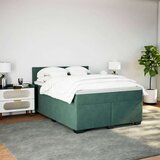 vidaXL Box spring postelja z vzmetnico temno zelena 140x200 cm žamet | Shoptok.si