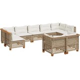  9-dijelni set vrtnih sofa s jastucima bež od poliratana 63.5 x 63.5 x 62 cm | Shoptok.si