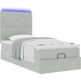 vidaXL Otomanski posteljni okvir z vzmetnicami siv 90x200cm žamet | Shoptok.si