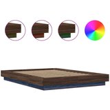  Posteljni okvir z LED lučkami rjavi hrast 140x190 cm inž. les | Shoptok.si