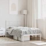 vidaXL Kovinski posteljni okvir z vzglavjem bel 75x190 cm Cene