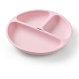 BabyOno Silikonski okrugli tanjur s odjeljcima i vakuumom 6 m+, roza | Eponuda.com