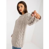 Fashion Hunters RUE PARIS light beige sweater with braids and wide sleeves Cene