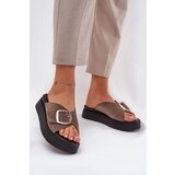 Zazoo Women's Suede Slides With Buckle On Platform Brown 3019 | Shoptok.si