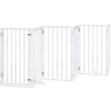 vidaXL Ograda za pse z vrati zložljiva 15 panelov bela 750 cm les | Shoptok.si