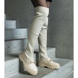 Gemre Light beige boots with a stretchy shaft on a flat heel Vrissa | shoptok.hr