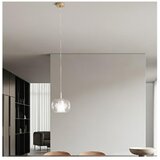  Ondaluce - Visilica na sajli THELMA 1xE27/15W/230V Ø 25 cm zlatna/prozirna | Eponuda.com