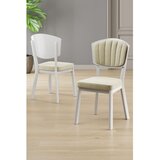Hanah home set trpezarijskih stolica Nape 2 kom, krem tkanina Babyface, bele metalne noge | Eponuda.com