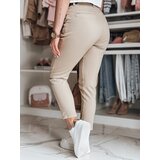 DStreet Spodnie damskie slim fit z paskiem TAIRONIK ciemnobeżowe | Shoptok.si