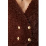  Women's Brown Soft Bearded Knitwear Cardigan | shoptok.hr
