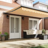 vidaXL Samodejna retraktibilna tenda - Oranžna in bela, 500x300 cm | Shoptok.si