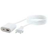 Adapter za hitro polnjenje z USB vhodom (Bela, 2-krat, Dolžina kabla: 2,5 m)