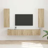 Komplet TV omaric 3 pcs Sonoma hrast Konstruiran les - - Rjava - 57.23 - 30 x 31 x 100 cm - 2025-vidaXL-Uvoz_2