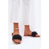 Boto Women's Flat Sandals With Decorative Beads Black Aricca Cene