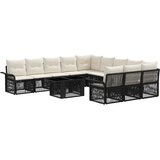  Sjedeća garnitura za vrt 12 kom. Crna i krem-bijela poliratan 100 x 55 x 73 cm | Shoptok.si