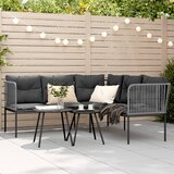 Maison Chic Vrtni kavč - Zunanji kavč z blazinami oblika črke L črno jeklo in tekstilen, (22043626) | Shoptok.si