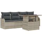 vidaXL 5-delna vrtna sofa garnitura z blazinami svetlo siva poli ratan, 2-sedežna vrtna sofa z blazinami svetlo siva poli ratan Cene