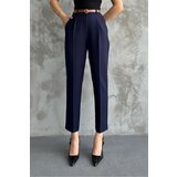Dewberry 67537 Skinny Leg Belted Women Trousers-NAVY Cijene