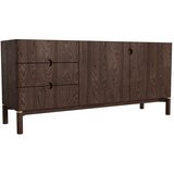 Unique Furniture Tamno smeđa niska komoda u dekoru hrasta 160x73 cm Arun – | shoptok.hr