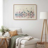  Plakat - Birds by the Lake - herons painted in watercolor in a delicate gray-pink palette 90x60 Zlatni okvir s margom | shoptok.hr