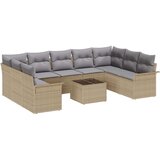  10 komada Vrtni kauč set s jastuком Crni poli ratan 2-sjedni Vrtni kauč s pohranom i jastuком Bež poli ratan | shoptok.hr