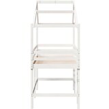  Krevet na kat s ljestvama i krovom bijeli 90x190 cm od borovine | shoptok.hr