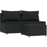 Maison Chic Seti vrtnega pohištva - Vrtna garnitura - Vrtni pohištvo set 3-delna z blazinami črn poli ratan, (21811142) | Shoptok.si