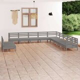  11-dijelna vrtna garnitura od masivne borovine siva Cijene