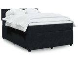 vidaXL Box spring postelja z vzmetnico črna 160x200 cm žamet | Shoptok.si