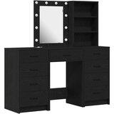  Toaletni stol s zrcalnim svjetlima 3 pcs Crna Konstruirano drvo | shoptok.hr