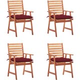 Maison Chic Zunanji Jedilni stoli - Vzorci stoli 4 kosi z blazinami trden akacijev les A2095, (22030770) | Shoptok.si