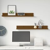 vidaXL Zidne police 2 kom boja meda 80x11x9 cm od masivne borovine | shoptok.hr