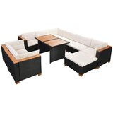  10-dijelna vrtna garnitura od poliratana s jastucima crna | shoptok.hr
