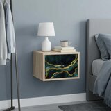  Wall-mounted noćni ormarić WIJHE Hrast sonoma 36 x 33 x 25 cm - Hrast sonoma Tirkizni mramorni uzorak 1 | shoptok.hr