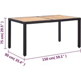 Poli 7-dijelni vrtni blagovaonski set od poliratana s jastucima crni | shoptok.hr