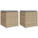vidaXL Vrtni stolčki z blazinami 2 kosa Bež 40x40x43 cm poli ratan Cene