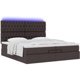  Otomanski posteljni okvir z vzmetnicami rjav 200x200 cm blago, (21653228) | Shoptok.si