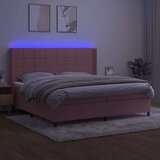  Box spring postelja z vzmetnico LED roza 200x200 cm žamet | Shoptok.si