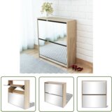 The Living Store Omarica za čevlje 2 nadstropna z ogledalom hrast 63x17x67 cm - Omarica Za Čevlje, (21744403) Cene