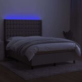  Box spring postelja z vzmetnico LED taupe 140x200 cm blago, (20898462) | Shoptok.si